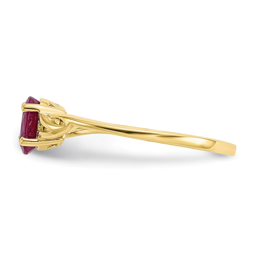 10k yellow gold polished geniune ruby birthstone ring 10xbr136