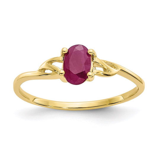 10k yellow gold polished geniune ruby birthstone ring 10xbr136