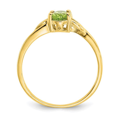 10k yellow gold polished geniune peridot birthstone ring 10xbr137