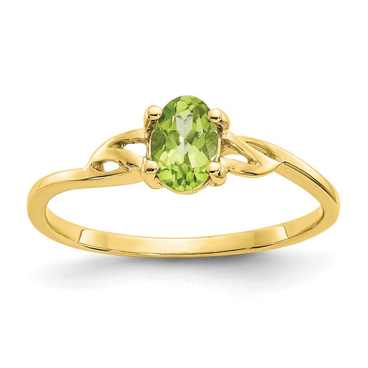 10k yellow gold polished geniune peridot birthstone ring 10xbr137