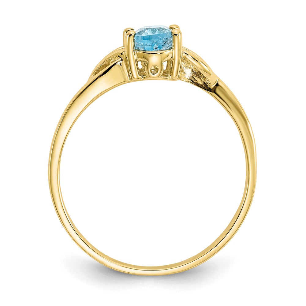 10k yellow gold polished geniune blue topaz birthstone ring 10xbr141
