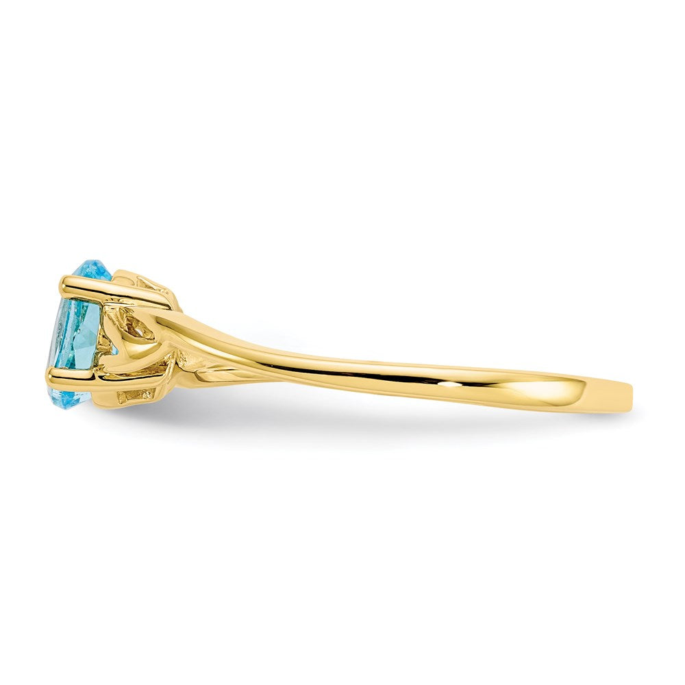 10k yellow gold polished geniune blue topaz birthstone ring 10xbr141