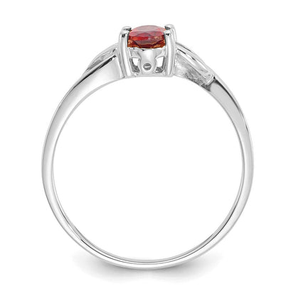 10k white gold polished geniune garnet birthstone ring 10xbr142