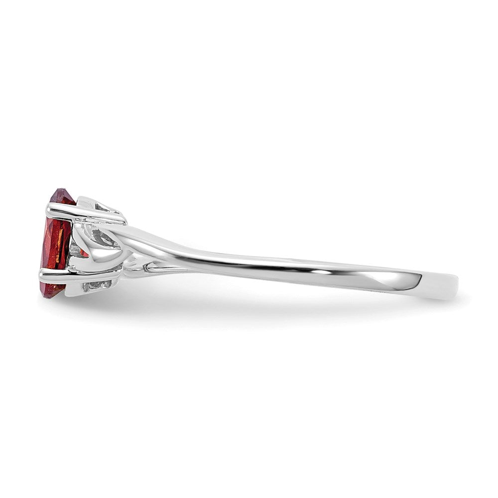 10k white gold polished geniune garnet birthstone ring 10xbr142