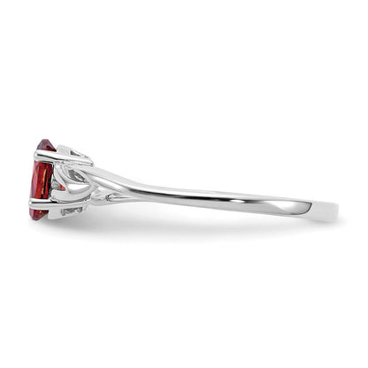 10k white gold polished geniune garnet birthstone ring 10xbr142