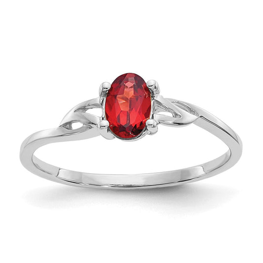 10k white gold polished geniune garnet birthstone ring 10xbr142