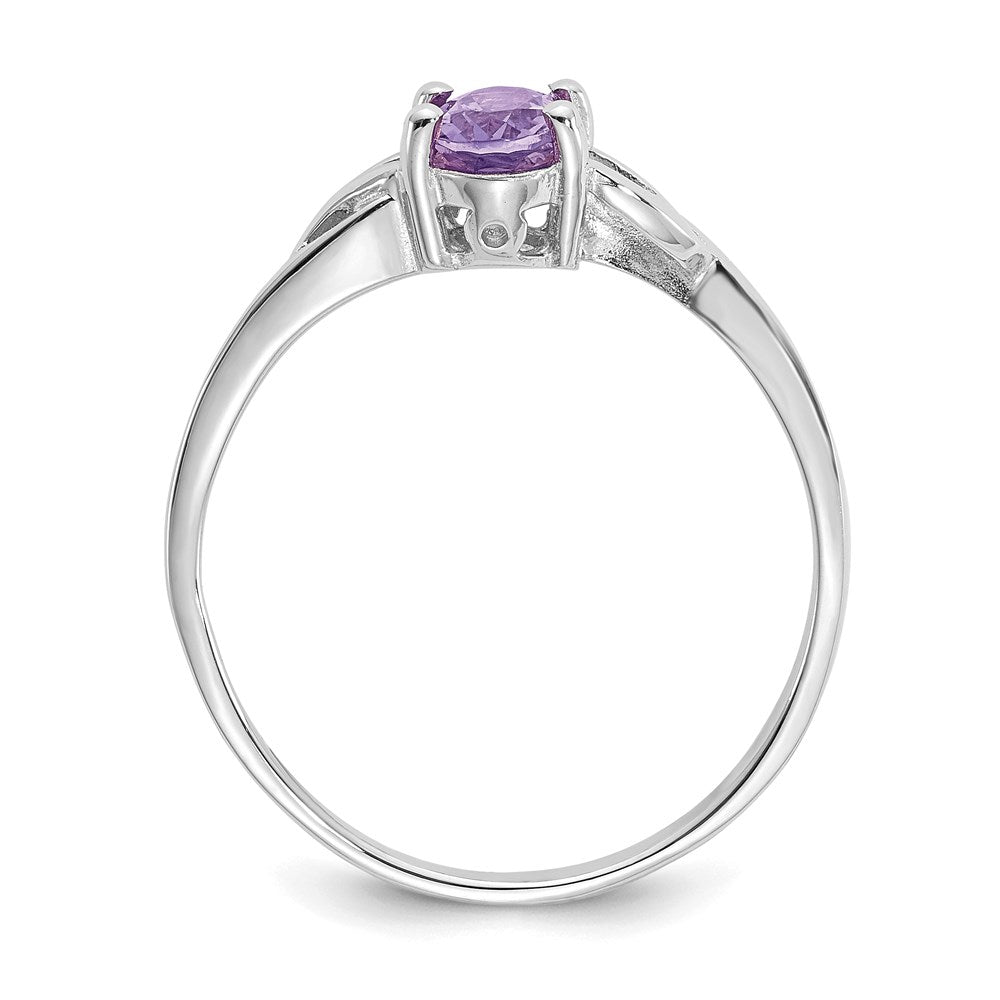 10k white gold polished geniune amethyst birthstone ring 10xbr143