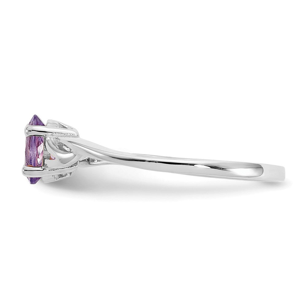 10k white gold polished geniune amethyst birthstone ring 10xbr143