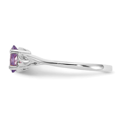 10k white gold polished geniune amethyst birthstone ring 10xbr143