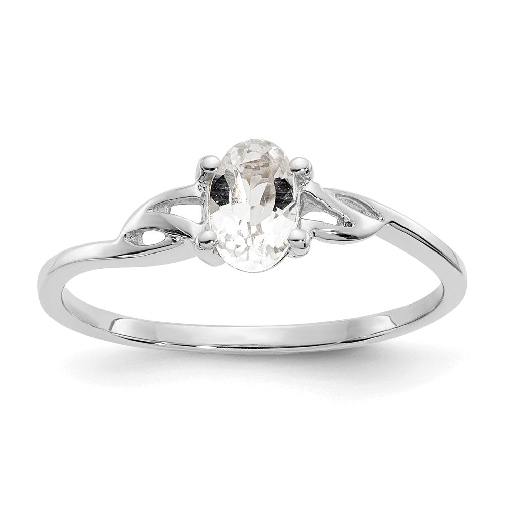 10k white gold polished geniune white topaz birthstone ring 10xbr145