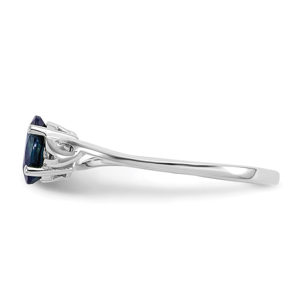 10k white gold polished geniune sapphire birthstone ring 10xbr150