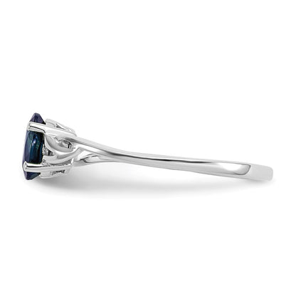 10k white gold polished geniune sapphire birthstone ring 10xbr150