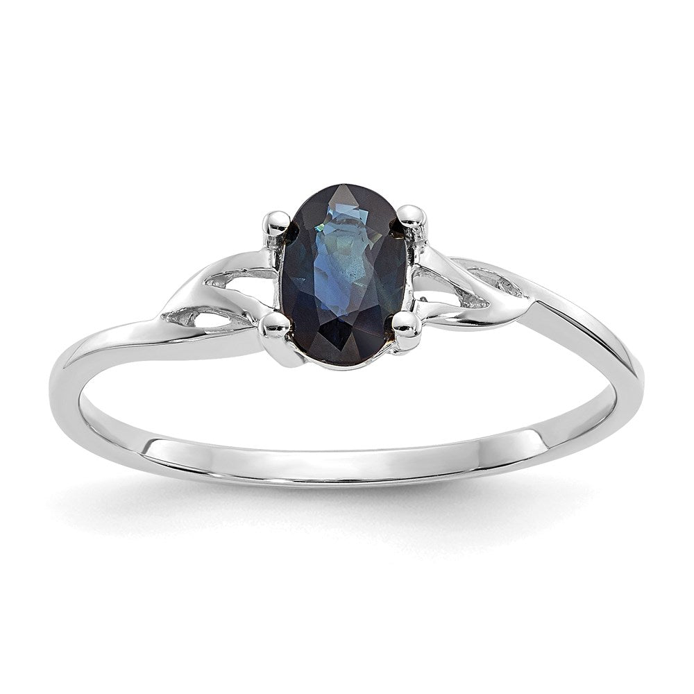 10k white gold polished geniune sapphire birthstone ring 10xbr150