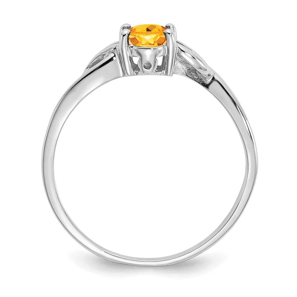 10k white gold polished geniune citrine birthstone ring 10xbr152