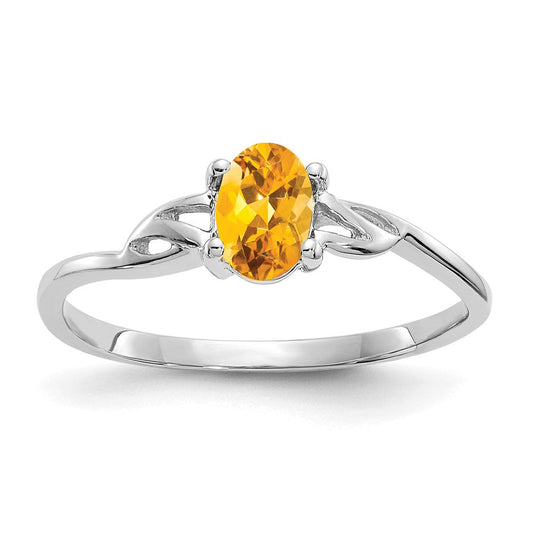 10k white gold polished geniune citrine birthstone ring 10xbr152