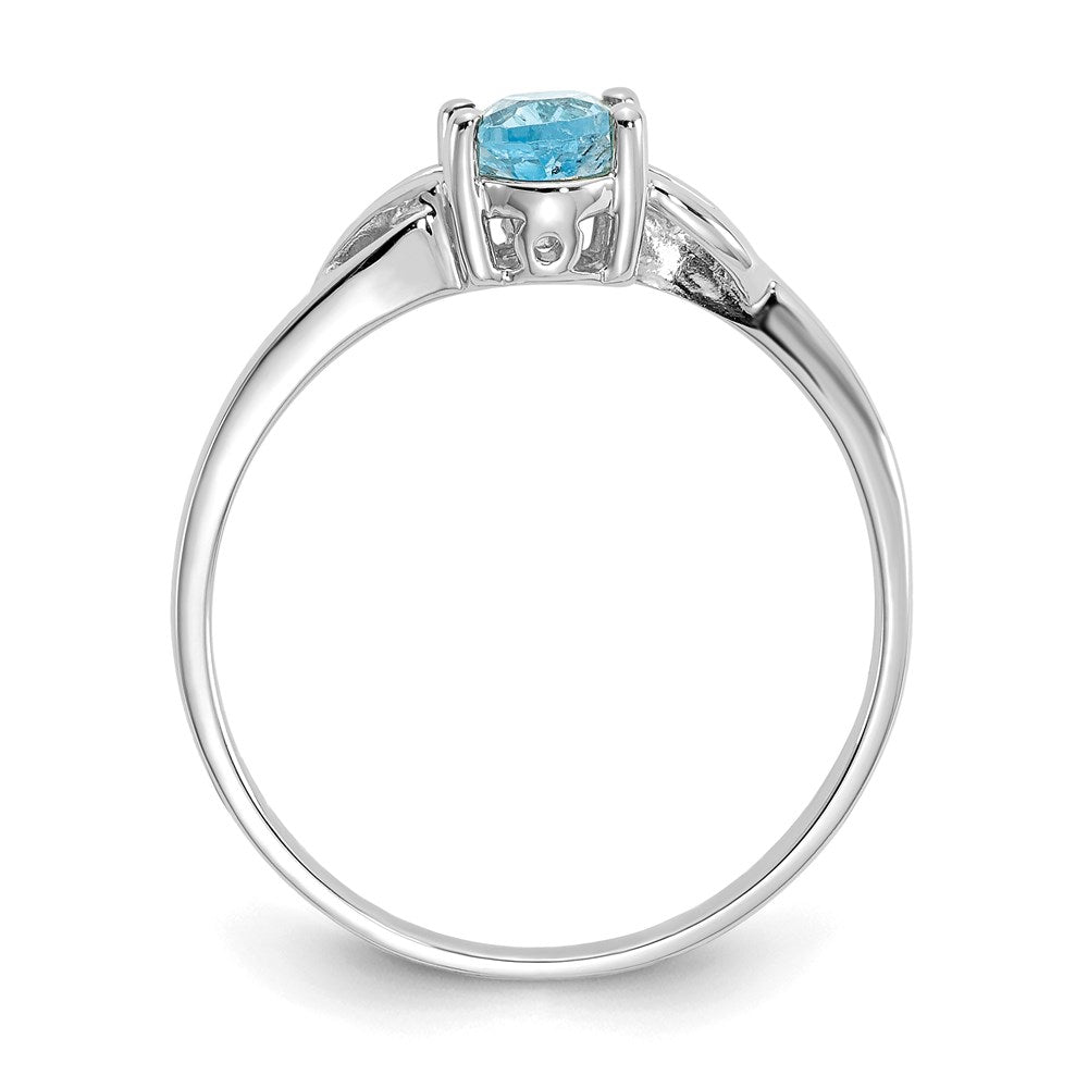 10k white gold polished geniune blue topaz birthstone ring 10xbr153