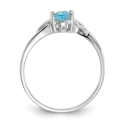 10k white gold polished geniune blue topaz birthstone ring 10xbr153