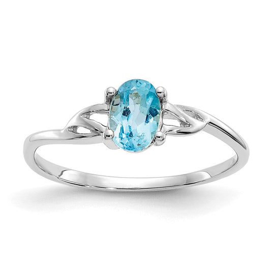 10k white gold polished geniune blue topaz birthstone ring 10xbr153