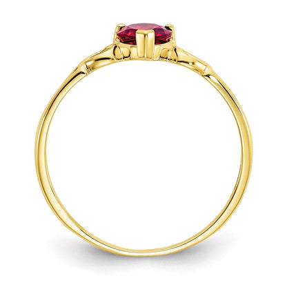10k yellow gold polished geniune garnet birthstone ring 10xbr154