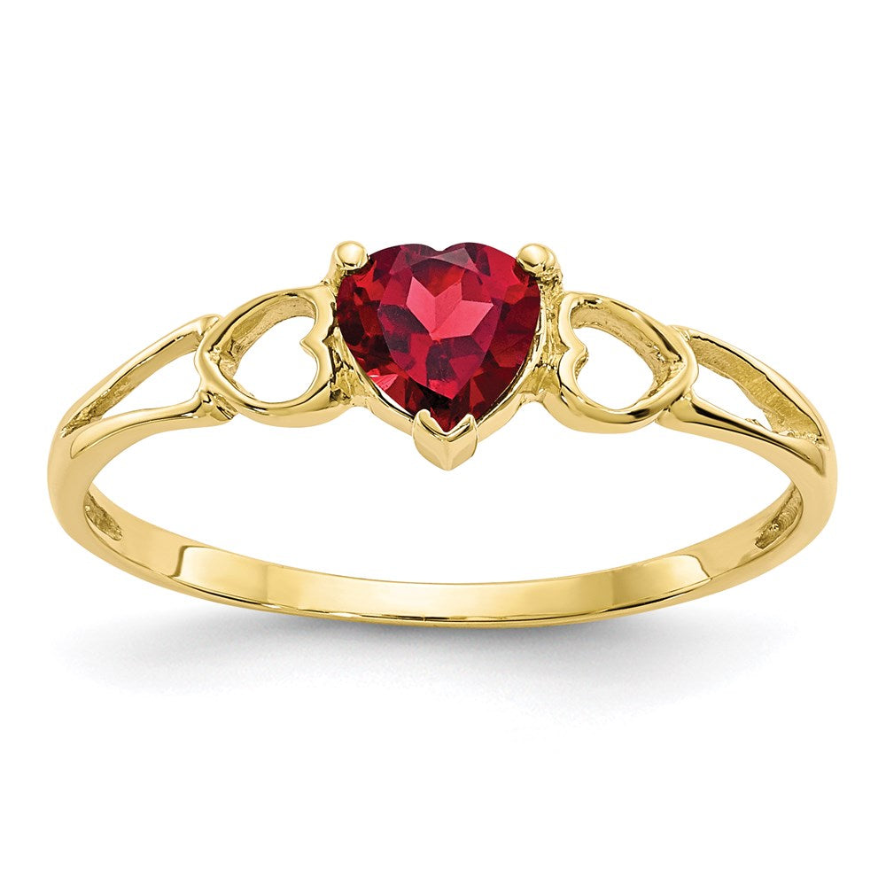 10k yellow gold polished geniune garnet birthstone ring 10xbr154