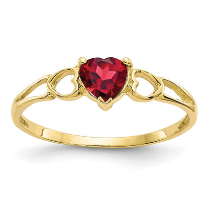 10k yellow gold polished geniune garnet birthstone ring 10xbr154