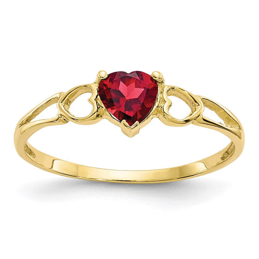 10k yellow gold polished geniune garnet birthstone ring 10xbr154