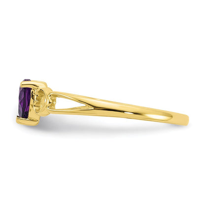 10k yellow gold polished geniune amethyst birthstone ring 10xbr155