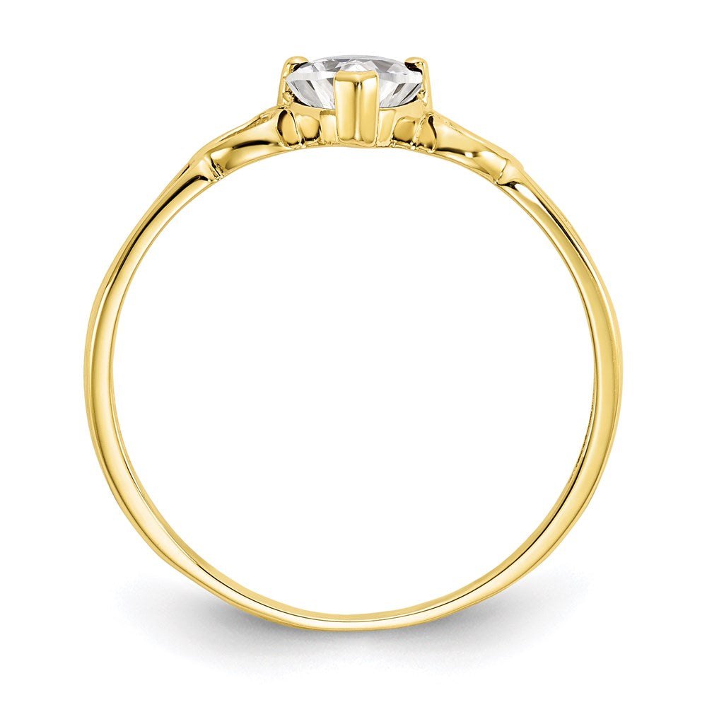10k yellow gold polished geniune white topaz birthstone ring 10xbr157