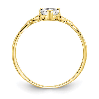 10k yellow gold polished geniune white topaz birthstone ring 10xbr157