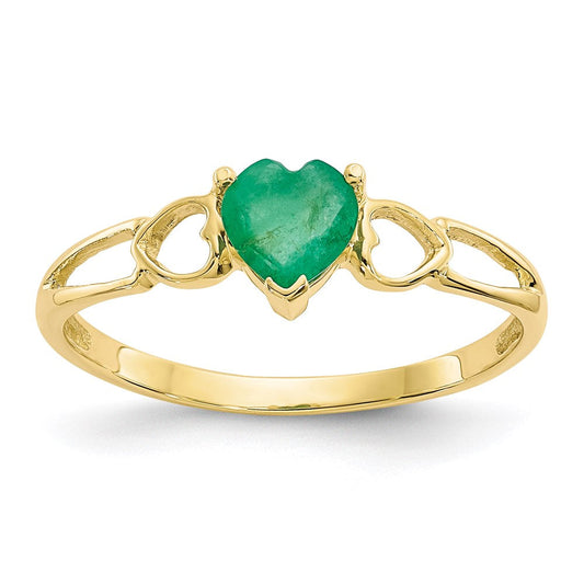 10k yellow gold polished geniune emerald birthstone ring 10xbr158