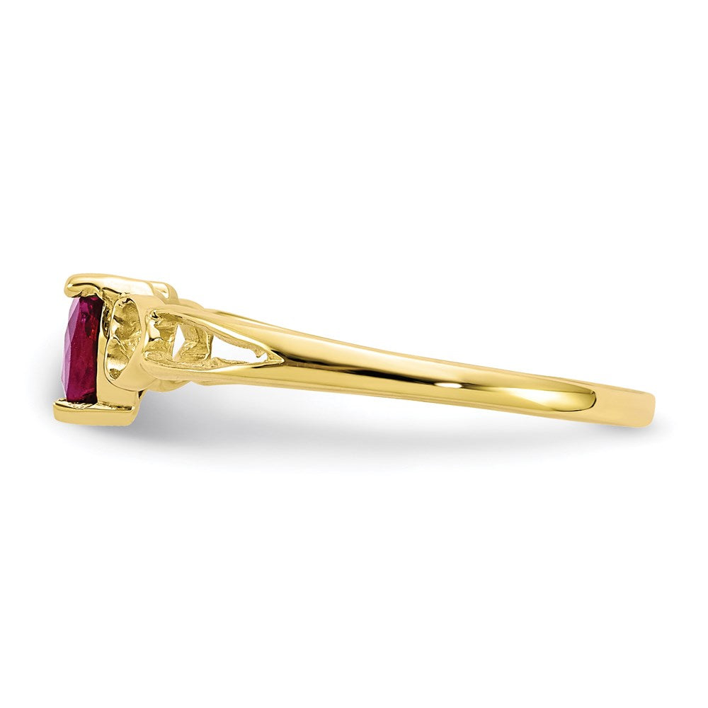 10k yellow gold polished geniune ruby birthstone ring 10xbr160