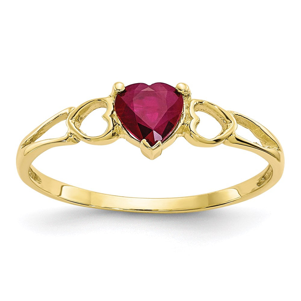 10k yellow gold polished geniune ruby birthstone ring 10xbr160