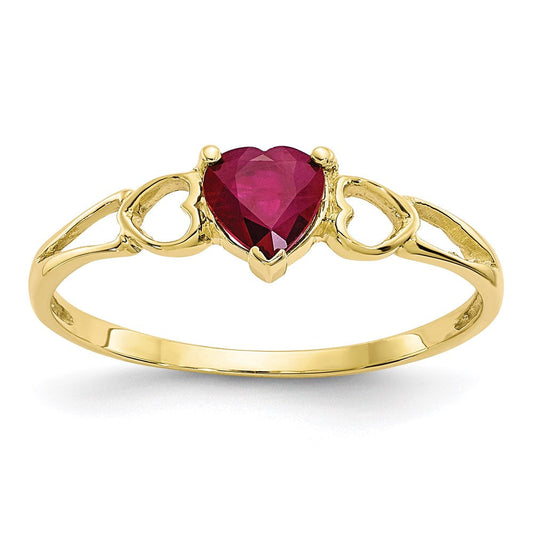 10k yellow gold polished geniune ruby birthstone ring 10xbr160
