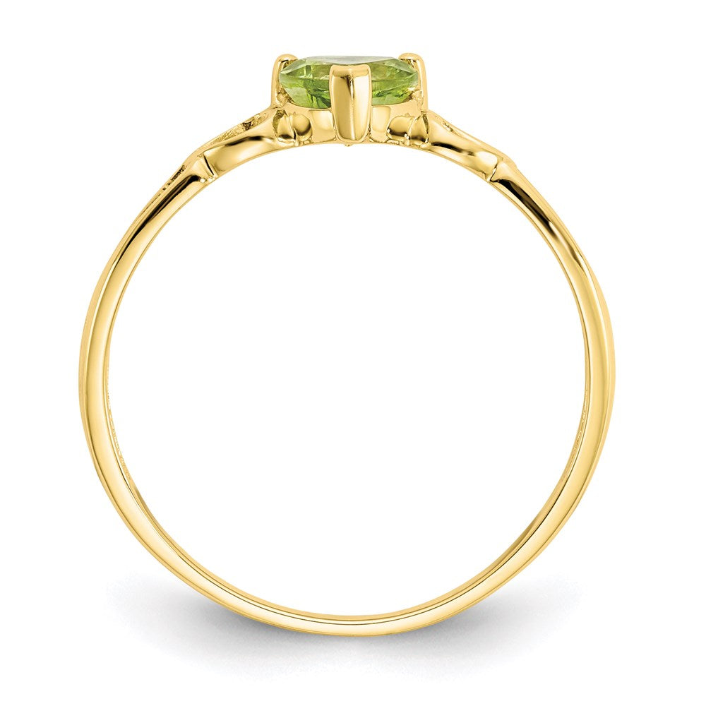 10k yellow gold polished geniune peridot birthstone ring 10xbr161