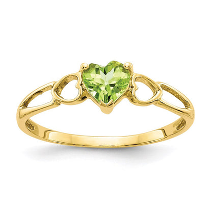 10k yellow gold polished geniune peridot birthstone ring 10xbr161