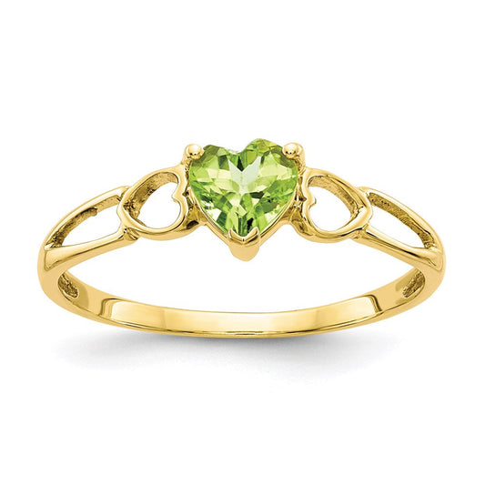 10k yellow gold polished geniune peridot birthstone ring 10xbr161