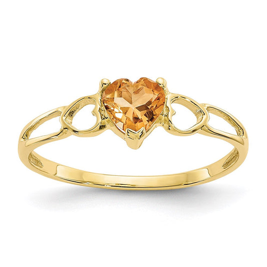 10k yellow gold polished geniune citrine birthstone ring 10xbr164