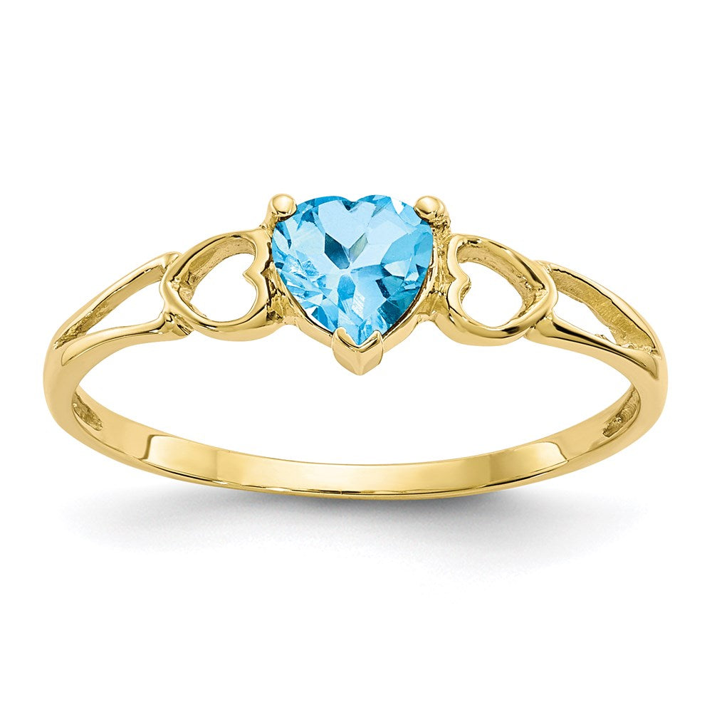10k yellow gold polished geniune blue topaz birthstone ring 10xbr165