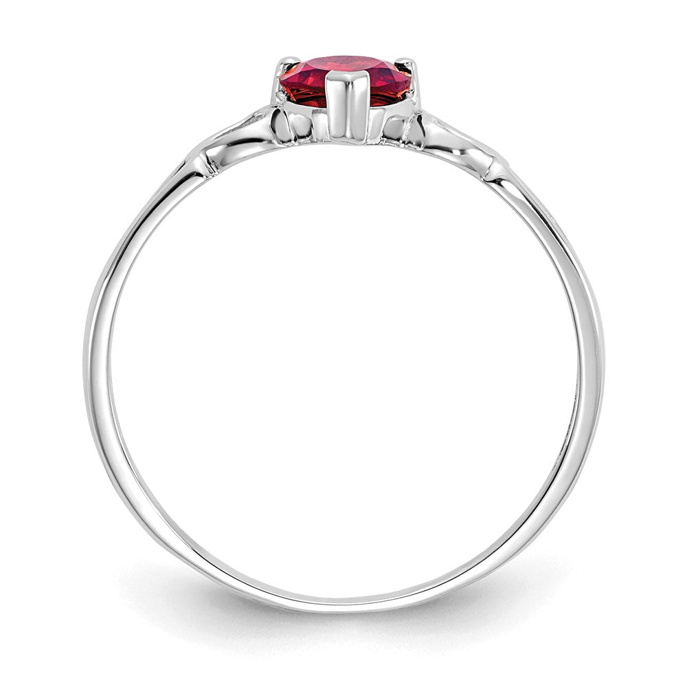 10k white gold polished geniune garnet birthstone ring 10xbr166