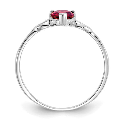 10k white gold polished geniune garnet birthstone ring 10xbr166