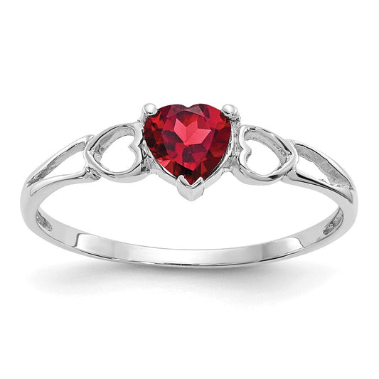 10k white gold polished geniune garnet birthstone ring 10xbr166