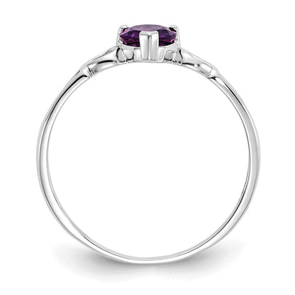10k white gold polished geniune amethyst birthstone ring 10xbr167