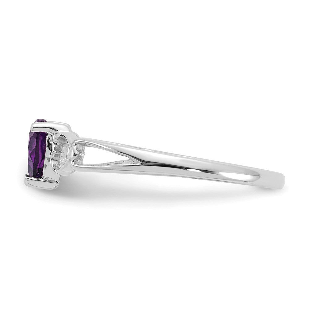 10k white gold polished geniune amethyst birthstone ring 10xbr167