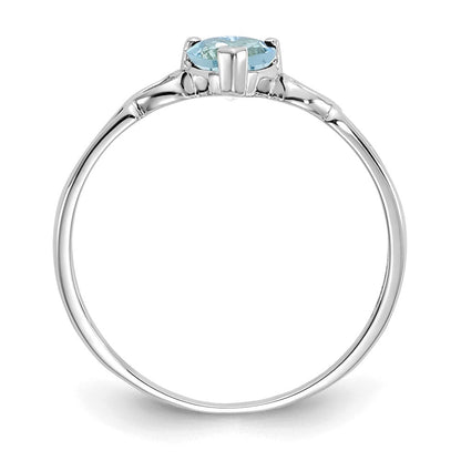 10k white gold polished geniune aquamarine birthstone ring 10xbr168