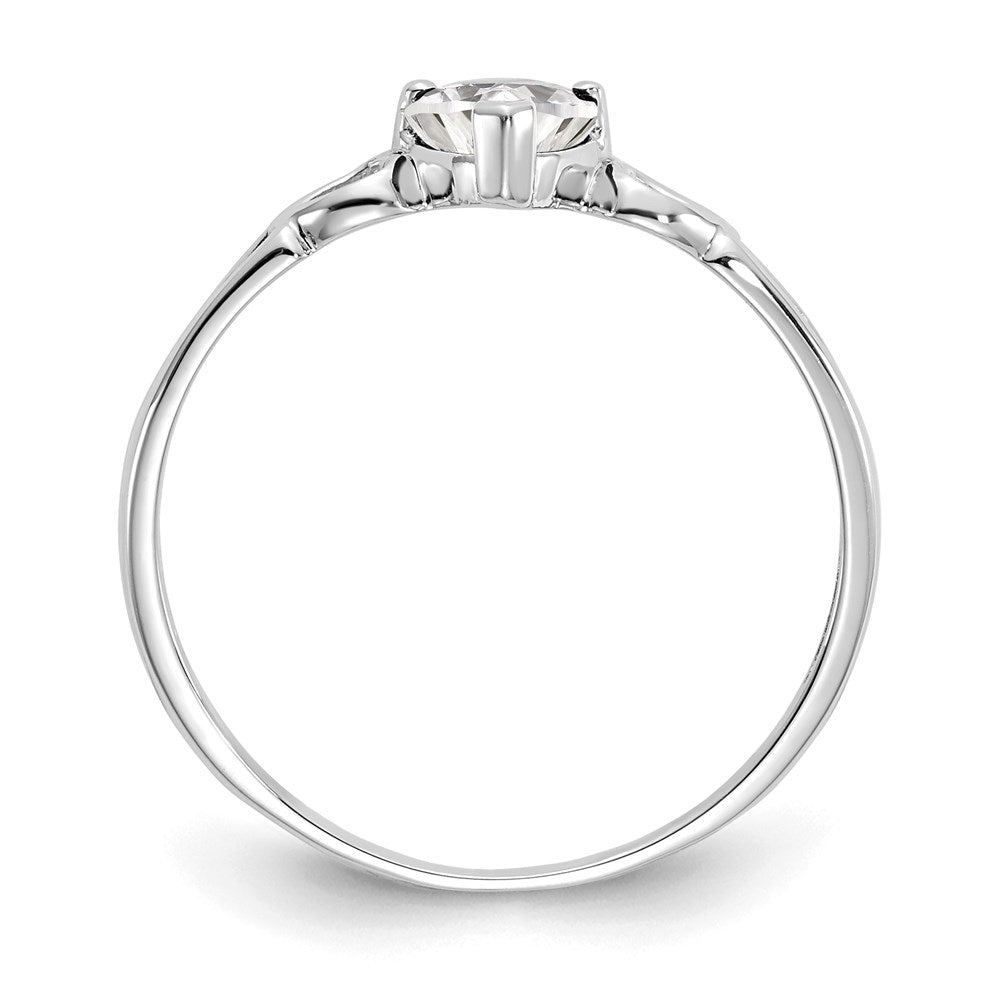 10k white gold polished geniune white topaz birthstone ring 10xbr169