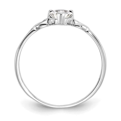 10k white gold polished geniune white topaz birthstone ring 10xbr169