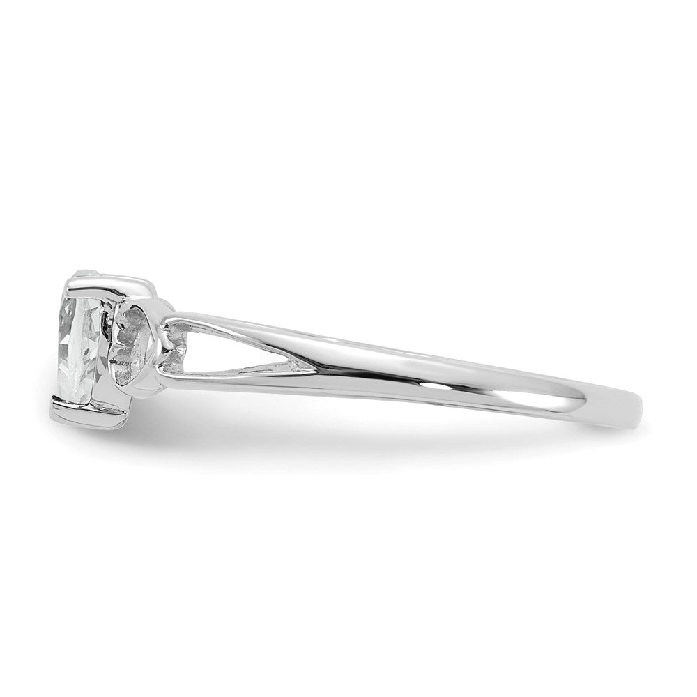 10k white gold polished geniune white topaz birthstone ring 10xbr169
