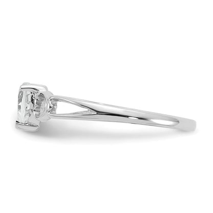 10k white gold polished geniune white topaz birthstone ring 10xbr169