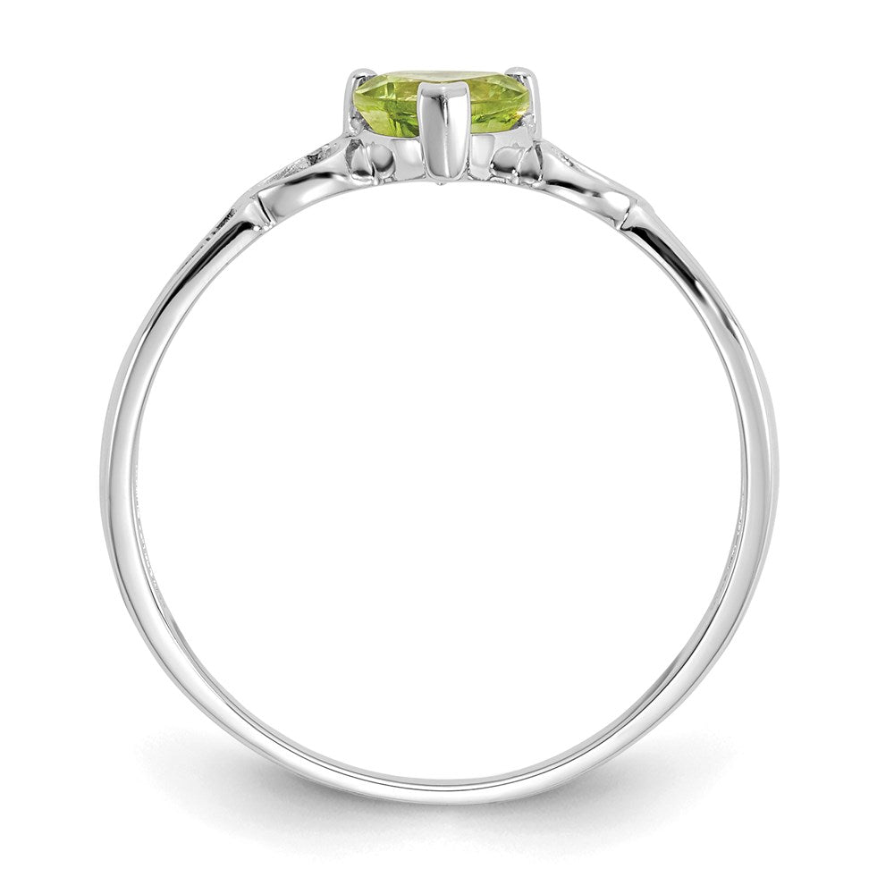 10k white gold polished geniune peridot birthstone ring 10xbr173