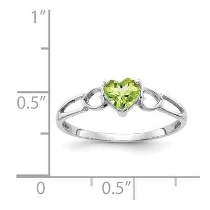 10k white gold polished geniune peridot birthstone ring 10xbr173